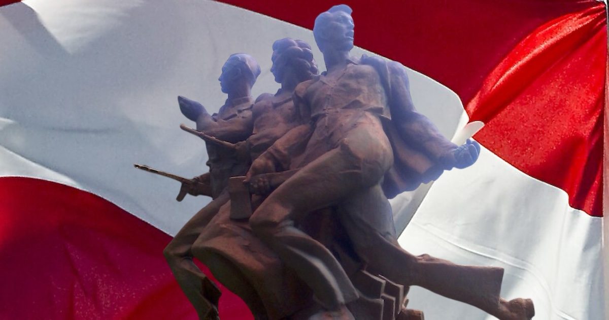 Partisanendenkmal am Peršmanhof (von Hawaratschi; Flagge von Mikekilo74; Montage auf Flagge SdR)