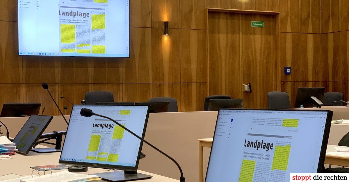 Der Aula-Prozess am 24.11.25: Duswalds Landplage-Diffamierung vor Gericht (© SdR)