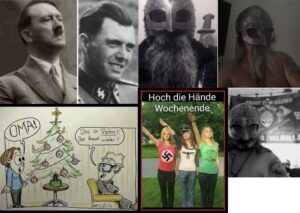 Auszug aus der Facebook-Fotogalerie von Manuel S.: Hitler, Mengele, Hakenkreuz-Christbaumkugeln, Hitlergrüße und Selbstbildnisse mit Helm und Schwert (Screenshot FB)