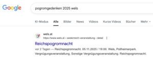 Kalender der Stadt Wels zur "Reichspogromnacht" (Screenshot MKÖ, 7.11.25)