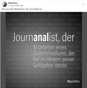 Florian Machl definiert "Journanalist" (Screenshot Facebook 17.4.24)