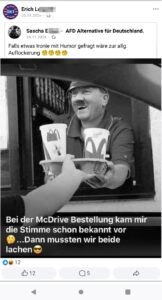 Erich L. mit Hitler als Alltagsgag (Screenshot FB 26.11.24)