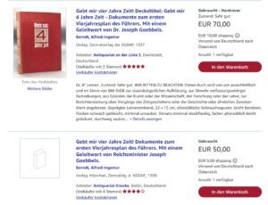 NS-Literatur im Online-Verkauf mit und ohne Cover (Screenshot Amazon)