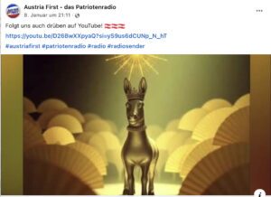 Der goldene Esel auf der Fake-FB-Seite "Austria First"
