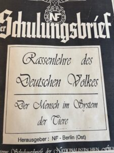Schulungsbrief der "Nationalistischen Front": "Rassenlehre des Deutschen Volkes"