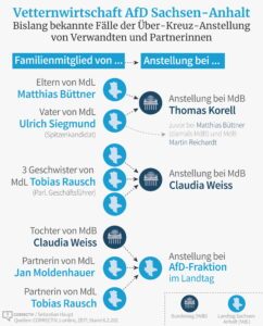 Vetternwirtschaft in der AfD Sachsen-Anhalt (Grafik: Correctiv)