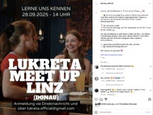 Lukreta wirbt für Frauentreffen in Linz (Screenshot Insta 27.8.25)
