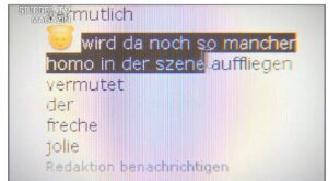 kreuz.net, User "jolie": "wird da noch so mancher homo in der szene auffliegen vermutet der freche jolie" (Screenshot Bericht Spiegel TV)