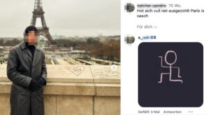 Hakenkreuz neben Paris-Posting (Screenshot Insta 2024)