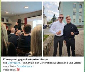 Simon Thiele posiert mit Tim Schulz (Screenshot Telegram 19.4.2026)