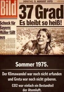 Ein Sujet, das immer wieder bei Hitzewellen kursiert – auch aktuell. Der österreichische Meteorologe Marcus Wadsak schreibt dazu auf Bluesky: "übrigens finde ich gerade 1975 so schön (posten mir ja auch ein paar Fakten-Feinde) - weil 1975 just das letzte Jahr war wo wir in Wien (Hohe Warte) KEIN EINZIGES MAL 30 Grad erreicht haben..... soviel zum Sommer von damals."