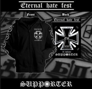 Eternal Hate-Kapu mit Schwarzer Sonne im Logo (Screenshot FB, 18.7.20)