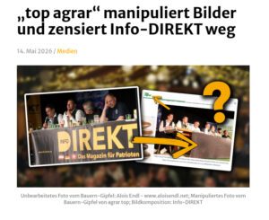 Hahnebüchener Zensurvorwurf gegen TopAgrar (Screenshot Info-Direkt)