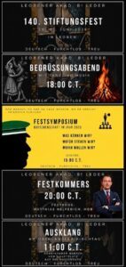 140. Stiftungsfest der Burschenschaft Leder und Festsymposium 19.-21.6.26: "WAS KÖNNEN WIR? WOFÜR STEHEN WIR? WOHIN WOLLEN WIR?"