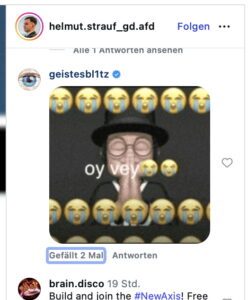 Antisemitisches Strauf-Posting erntet antisemitische Kommentare (Screenshot Insta 21.9.26)