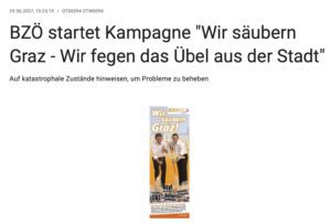 Kampagne 2007 Graz "säubern" (Screenshot OTS 29.6.07)