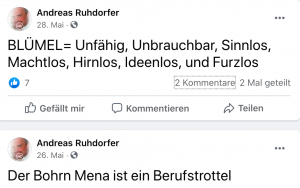 Andreas Ruhdorfer zu Blümel, Bohrn Mena