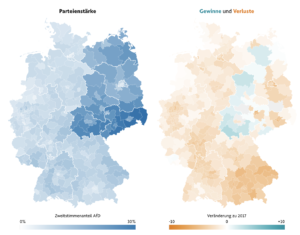 BTW 2021: AfD – Stärke, Gewinne und Verluste (Grafik: FAZ)