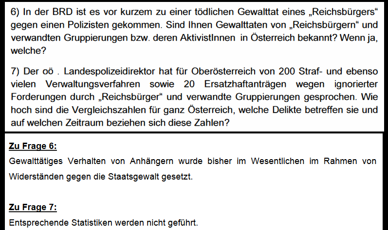 Dem Parlament gibt Minister Sobotka (BMI) die Auskunft, keine Statistiken zu Reichsbürgern zu führen - der Chef des BVT im BMI hat kurz darauf die Zahlen.