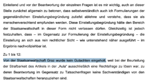 Anfragebeantwortung 2016 durch den damaligen Justizminister Brandstetter: "Von der Staatsanwaltschaft wurde kein Gutachten eingeholt ..."