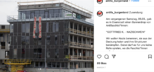 Antifa-Banner gegen Küssel in Eisenstadt (Screenshot Instagram)