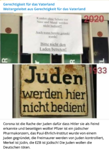 Antisemitismus auf TG: "Corona ist die Rache der Juden ..."