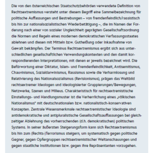 Bericht 2019: Definition Rehctsextremismus