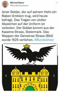 Gelöschter Tweet von Pressesprecher Bauer mit dem Wappen von Straß