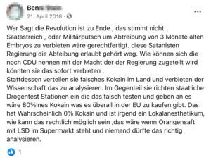 B.S: "S[t]aatsstreich oder Militärputsch" gegen Abtreibungen, "Satanisten"