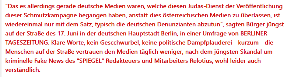 Berliner Tageszeitung: Screenshot mit Gerüchten und Fehlern