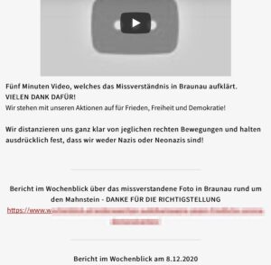 "Hygienediktatur": Gelöschtes Video und Verweis auf eine "Richtigstellung" im Wochenblick