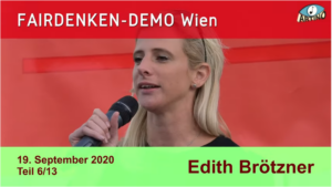 Edith Brötzner bei bei der "Fairdenken"-Demo am 19.9.20 in Wien