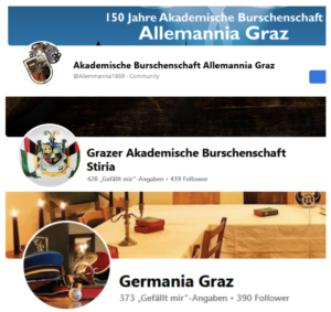 Die drei durchsuchten Grazer Burschenschaften: Allemannia, Stiria und Germania
