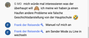 "Frank der Reisende" gibt im YT-Chat Instruktionen zum Sound