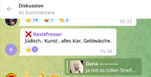 Coronadatencheck: Kommentar "Jüdisch.. Kunst.. alles klar, Geldwäsche."