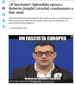 Corriere della Sierra: Schlagzeile zur Verurteilung von Jonghi Lavarini