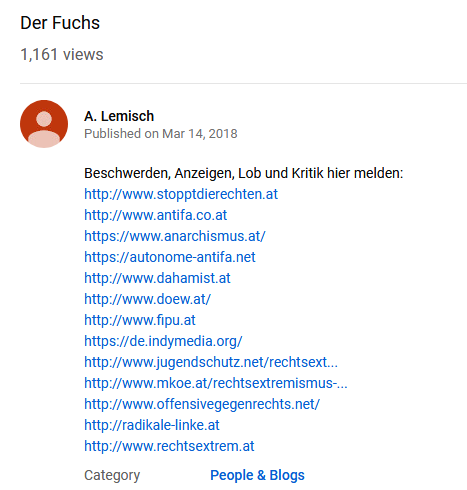 "Der Fuchs" – A. Lemisch: Beschwerden, Anzeigen, Lob und Kritik hier melden ...