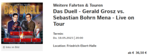 Auf 2023 verschoben: Tournee Duell Grosz versus Bohrn Mena