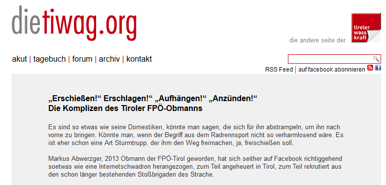 Der Blog "dietiwag" dokumentiert die Postings