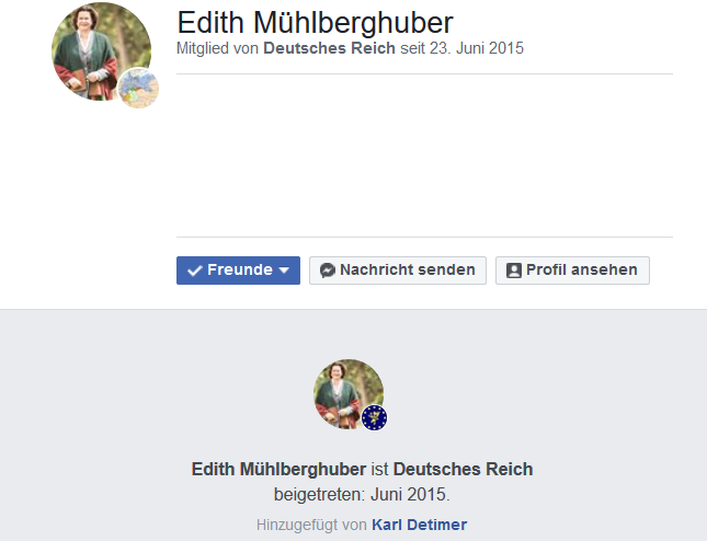 NR.-Abg. Edith Mühlberhuber als Mitglied der Gruppe "Deutsches Reich"