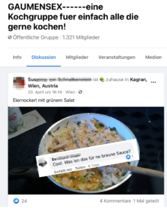 Gaumensex mit Eiernockerl und Frage: "Cool. Was ins das für ne braune Sauce?"