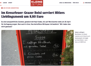 Die "Kleine Zeitung" über Eiernockerl um 8,80 in einem Grazer Lokal