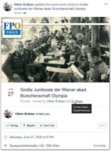 Viktor Erdesz lädt mit Wehrmachtsbild zur Olympia-Junibowle (Screenshot FPÖ-Fails)