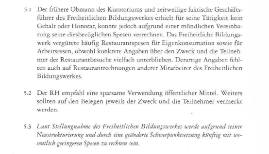 Nachtrag zum Tätigkeitsbericht des Rechnungshofes 1995 (Reihe Bund 1997/1), FBW Kuratoriumsvorsitz Spesen