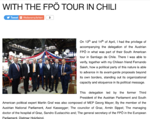 Heißer Tripp nach Chile: "With the FPÖ Tour in Chili (sic!)" (Bericht Enric Ravello Barber 2017)