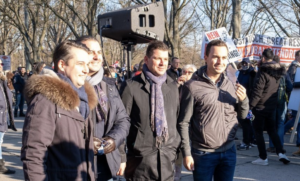 FPÖ Wien bei Demo am 6.3.21 im Prater: Nepp, Kohlbauer, Guggenbichler, Krauss (Foto: Presseservice Wien)