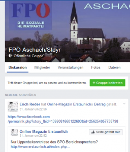 Erich Reder ist einer der Admins der Facebook-Seite der FPÖ-Ortsgruppe Aschach/Steyr
