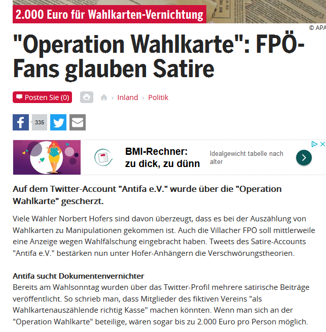 FPÖ-Fans glauben Satire zu Wahlkarten