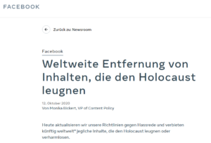 Facebook-Erklärung zu Holocaustleugnung