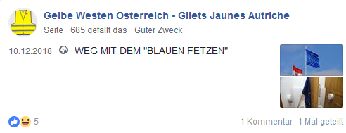 Gelbe Westen Österreich und EU als "blauer Fetzen"